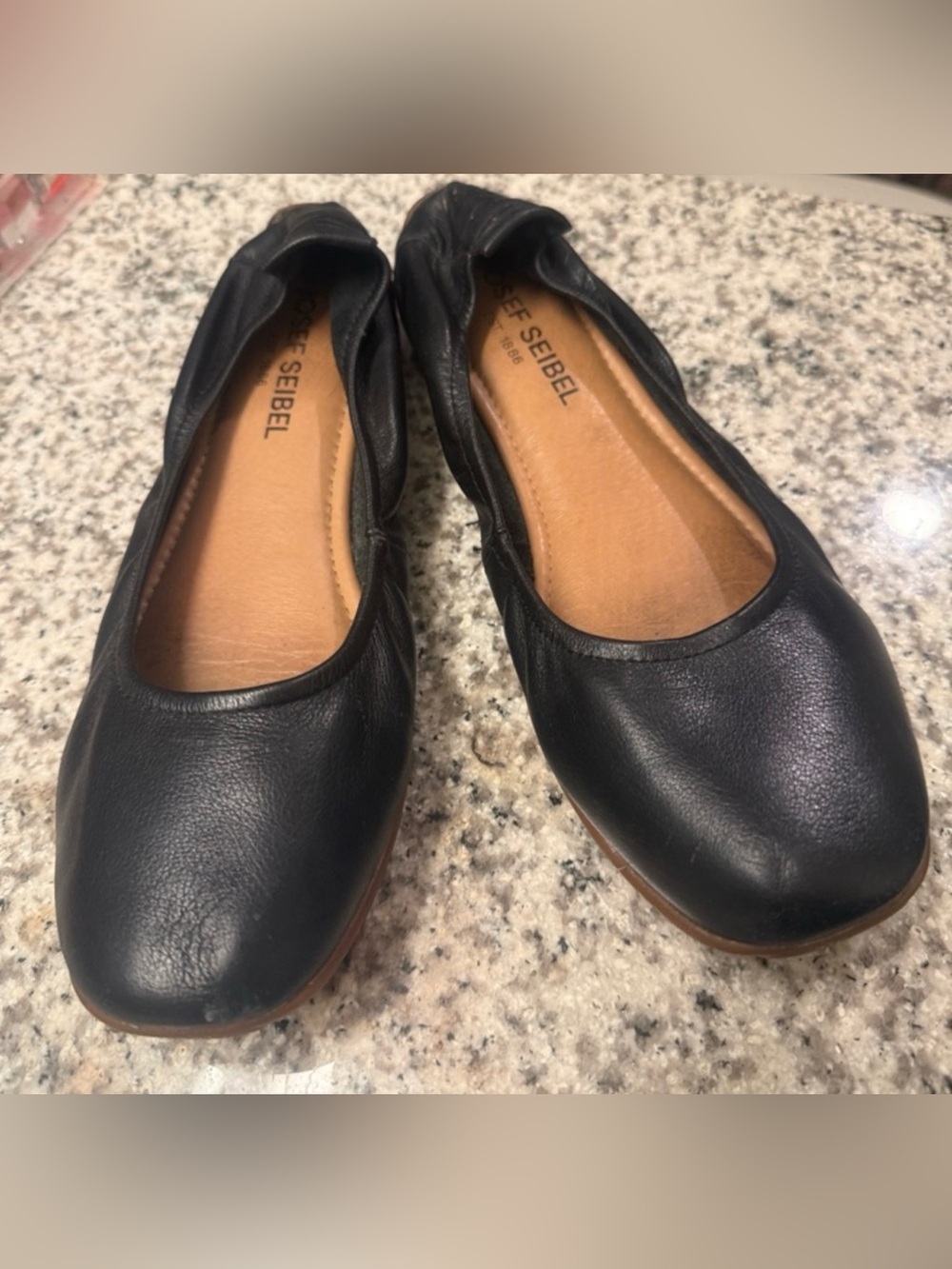 Josef Seibel Black Leather Slip-On Ballet Flats SIZE39 8 1/2